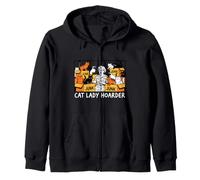 Cat Lady Hoarder Funny Crazy Kitten Collector Design Zip Hoodie