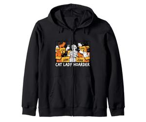 Cat Lady Hoarder Funny Crazy Kitten Collector Design Zip Hoodie