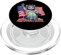 Cat Lady Liberty Funny Fourth of July PopSockets PopGrip for MagSafe