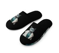 Cat Lady Men's Cozy House Slippers Winter Warm Shoes with Anti-Slip Sole for Travel Indoor Outdoor
