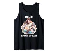 Cat Lady Multiple Cats Beware of Claws Funny Feline Art Tank Top