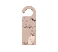 Cat Lady Sign - Funny Cat Sign 'In This House Cats Rule' | Door Handle Sign | Cat Gift - Made from Plywood in UK (doorh-kf23-catsrule)