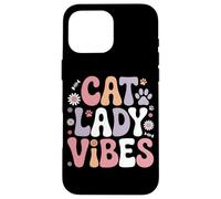Cat Lady Vibes Retro Groovy Cute Cat Lover Case for iPhone 16 Pro Max