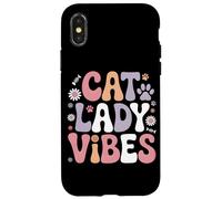 Cat Lady Vibes Retro Groovy Cute Cat Lover Case for iPhone X/XS