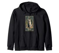 Cat Lady Vintage Ornate Feline Portrait Botanical Artwork Zip Hoodie