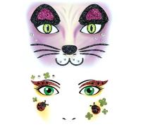 Cat Ladybug Face Art Stickers Glittery Forest Animals Stage Makeup Face Sparkling Party Face Sticker 2PCS