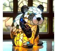 Cat Lamp Dog Lamp Stained Glass Cat Lamp, Decorative Resin LED Night Light for Cats Lovers, USB Vintage 3D Table Lamp Cozy Glow for Desk & Mantel - Fun Gift for Pet Owners