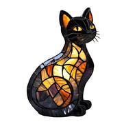 Cat Lamp LED Table Lamps Retro Cats Stained Tabletop Night Light Resin Stained Glass Cat Lamp 3D Cute Pet LED Table Lamps Gift for Cats Lovers (B)