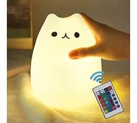 Cat Lamp NeoJoy Remote Control Silicone Kitty Night Light for Kids Toddler Baby Girls Rechargeable Cute Kawaii Nightlight