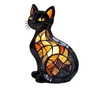 cat lamp Stained Glass, 7.87 Inches Cat Series Art Night Light, Stained Resin Cats Tabletop Desk Lamp Night Light, 3D Cute LED Animal Bedside Table Night Lights for Kitten Lovers (cat)