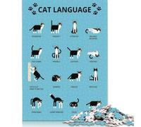 Cat Language Poster 500 Pieces Jigsaw Puzzles for Adults- Impossible Puzzle - Puzzles Brain Challenge Puzzle for Kids 500pcs (52x38cm)