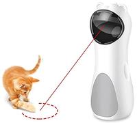 Cat Laser Toy Automatic, Interactive Laser Cat Toys Rotating Catch Training, Placing High, 5 Random Pattern, Automatic On/Off and Silent, 3 Speed Modes, USB Charging Cable/Battery Powered