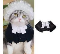 Cat Lawyer Gown Costume Accessories - Adjustable Bow Tie Collar Judge Robe for Cats Small Dogs, Courtroom Cosplay for Easter Halloween Parties (Small, Neck Girth 14-16in)