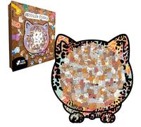 Cat Laying Puzzle | Irregular Decoration with Photo Frame, 135 Pieces Wooden Laying Puzzle with Storage Box | For Family and Friends Challenge and Game in the Living Room