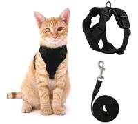 Cat Leash,Harness Set - Adjustable Escape-Proof Vest with Reflective Strips-Quick Buckle Design Easy On/Off-Ideal for Small Cats (Black,1pc)