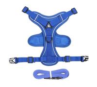 Cat leash vest-style pet harness reflective breathable anti-breakaway small dog and cat leash(Blue,S)