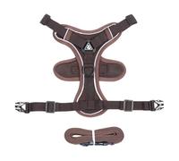 Cat leash vest-style pet harness reflective breathable anti-breakaway small dog and cat leash(Coffee,L)