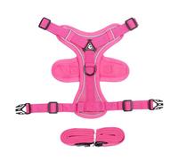 Cat leash vest-style pet harness reflective breathable anti-breakaway small dog and cat leash(Pink,S)