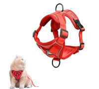 Cat Leash with Reflective Strips,Adjustable Cat Kitten Harness,Upgraded Escape Proof Adjustable Vest,Soft Breathable Mesh Jacket with Reflective Strips for Dark Night, Pet Vest Strap (D, L)