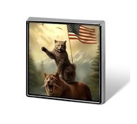 Cat,Leopard,U.S. Flag Printed Square Badge Brooch Pins Button Pin Lapel Tie Decoration for Men Women Backpack