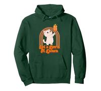 Cat Let's Burn It Down Pullover Hoodie, Adult Unisex, Dark Green, X-Large