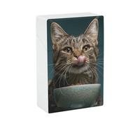 Cat Licking Tongue Cigarette Case for Regular King Size 85mm 20 Capacity Push to Open Hard Shell Cigarette Box Portable & Waterproof Cigarettes Case for Men Women Pocket Cigarettes Holder, Cig Accesso