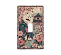 Cat Light Switch Cover Plate/Outlet Covers, Pastel Peach Floral Design for Home Decor, Ceramic Wall Plates, Standard Size Single Toggle
