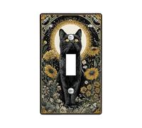 Cat Light Switch Cover Plates/Outlet Covers, Moonlit Flower Design for Autumn Decor, Thermoplastic Wall Plates, Standard Size Single Toggle