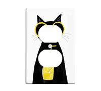 Cat Light Switch Cover Plates/Outlet Covers, Summer Lemonade, Fun Animal Decor for Home, Thermoplastic Wall Plates, Standard Size Single Duplex Outlet
