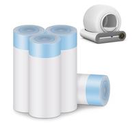 Cat Litter Bags, 80 pieces Litter Box Liners for Automatic Cat Litter Box Self Cleaning, 4 Rolls 18 x 18 inches Robot Drawstring Bags, White