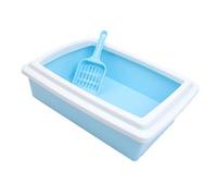 Cat Litter Basin Open Top Pet Tray with High Sides Durable Splashproof Kitty Pan for All Kinds of(Light Blue)