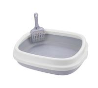 Cat Litter Box 1 Set Pet Supplies Toilet Bedpan Dog Tray with Scoop(GRAY)