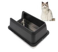 Cat Litter Box 60 x 40 x 10cm Stainless Steel Litter Tray, Pet Toilet Supplies for Kitten, Kitty, Rabbit (Black)