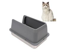 Cat Litter Box 60 x 40 x 10cm Stainless Steel Litter Tray, Pet Toilet Supplies for Kitten, Kitty, Rabbit (Dark Gray)
