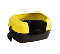 Cat Litter Box Cat Cleaning Basin Portable Removable High Sided Anti Splashing Cat Toilet for Indoor Cats Cat Toilet Sandbox, yellow and black
