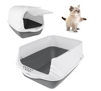 Cat Litter Box Cats Enclosed Box Pan with Scoop, XXL Enclosed Metal Kittens Litter Box, 120° Flip Top Design, Easy to Clean, Grey