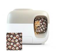 Cat Litter Box Curtain, Odor & Litter Splash Control, Privacy Enhancer with Easy Installation, Keeps Litter in, Reduces Odor, Multiple Fun Designs (BlackRed)