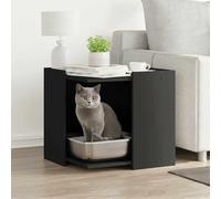 Cat Litter Box Enclosure, Black Engineered Wood, 53x53x51 cm, Hidden Cat House Furniture, Versatile Side Table for Home Decor, Stable & Durable