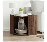 Cat Litter Box Enclosure Brown Oak 53x53x51cm Engineered Wood Modern Hidden Unit