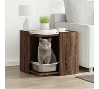 Cat Litter Box Enclosure, Brown Oak Engineered Wood, 53x53x51 cm Hidden Cat House Furniture, Versatile Side Table, Pet Home