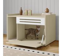 Cat Litter Box Enclosure Furniture Hidden Litter Box Cabinet Indoor Cat Washroom Pet House Dog Proof Hideaway Kitty Flip-down Opening Litter Box Enclosure - Wood Color