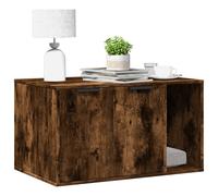 vidaXL Cat Litter Box Enclosure House End Table Smoked Oak Engineered Wood - Versatile Furniture, 80x50x45 cm
