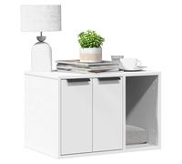 Cat Litter Box Enclosure White 60x40x40 Engineered Wood Storage with Hidden Top