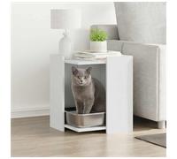 Cat Litter Box Enclosure White Engineered Wood 42x42x51 cm Modern Indoor Hidden