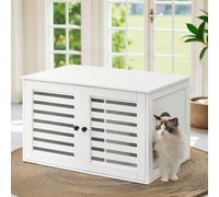 Cat Litter Box Enclosure with Removable Divider, Cloud White