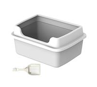 Cat Litter Box for Indoor Cats Cat Litter Tray for Cats Small Animals Rabbit Grey M 38x29x18.5 cm