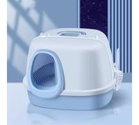 Cat litter box fully enclosed cat supplies with sand long channel corridor type cat litter box(Blu)