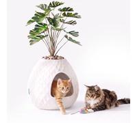 Cat Litter Box, Hidden Cat Litter Box Enclosure, with 24 Faux Plant and Some Pebbles, Home-Friendly, Ventilated Design, Easy to Assemble & Clean, for Living Room, Bedroom, Corner, Indoor