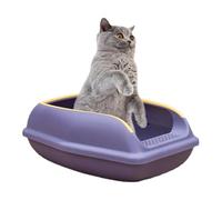 Cat Litter Box - High Wall Litter Tray, Open Top Box | Semi Closed Cat Toilet with Movable Fence for Easy Cleaning, Portable Litter Pan for Kittens Small Pets Indoor Tray
