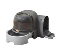 Cat Litter Box Hood with Pull-out Drawer and Guard for Easy Cleaning, Enclosed Litter Box Furniture for Indoor Cats, Space-Saving Covered Litter Box Tray- Gray